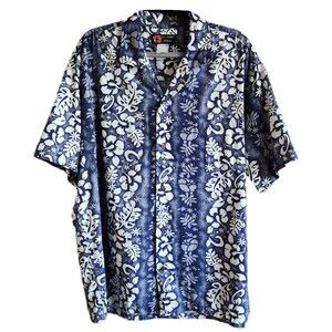 Ali'i Fashions Hawaii Men's Shirt Size XL Blue Floral Hawaiian Aloha Tropical